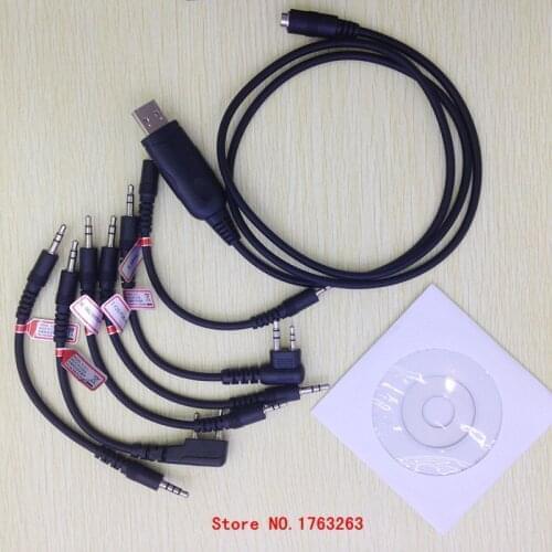 Honghuismart 6 in 1 multi-function USB programming cable for icom kenwood baofeng motorola yaesu hytera walkie talkie cd driver