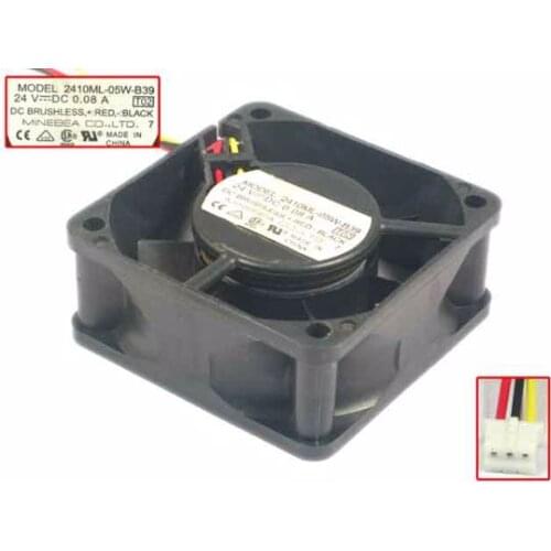 NMB-MAT 2410ML-05W-B39 T02 DC 24V 0.08A 3-Wire 60x60x25mm Server Cooling Fan