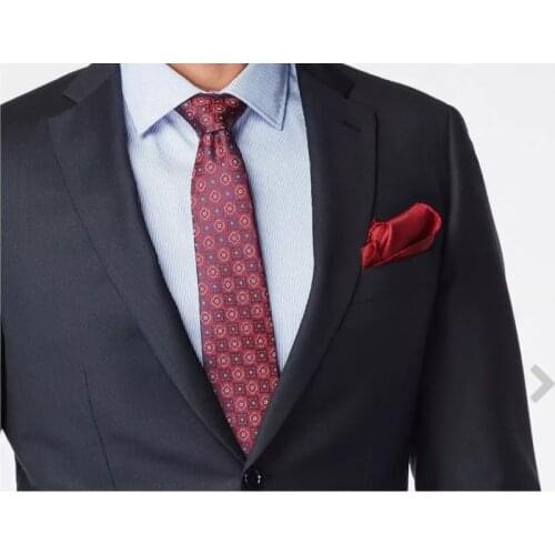 Latest Design Midnight Blue Notched Lapel With One Button Men Suits Slim Fit 2 Pieces Groom Tuxedos Terno Masculino