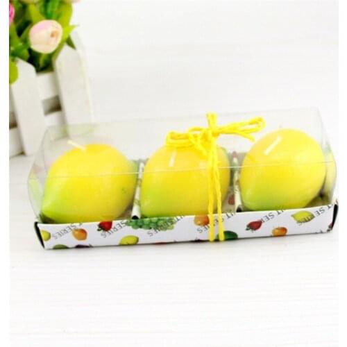 2016 New 3PCS/Lot Christmas Shape Fruit Scented Candle Greet Gift Party Supplies Wedding Gift Romantic Confession Lemon Candle
