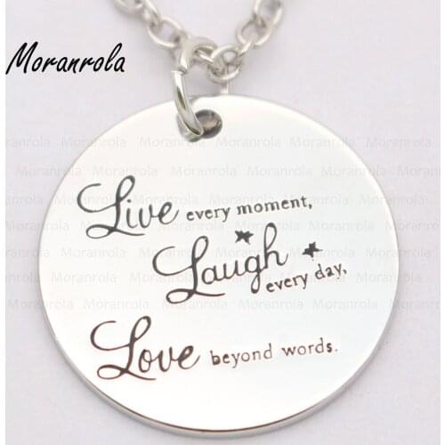 New arried "Live Every Moment Laugh Every Day Love Beyond Words "Copper necklace &Keychain,charm, Live Laugh Love Jewelry