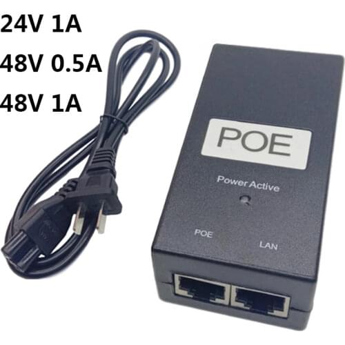 AC DC PoE power adapter Supply 24V 48V 0.5A 1A CCTV Active PoE Injector Ethernet 12 24 48 volt 1000mA 500mA for IP Camera