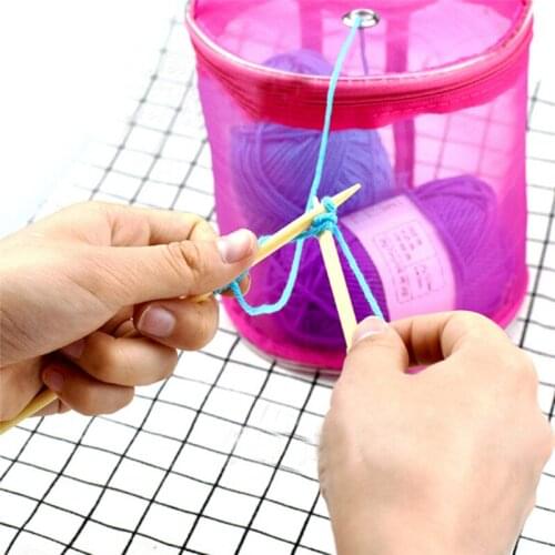 Portable Travel Mesh Bag Lightweight Yarn Crochet Thread Storage Organizer Tote