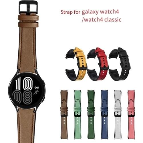 Silicone+leather Strap for Samsung Galaxy Watch 4 Classic 46mm 42mm/Watch4 44mm 40mm Band Metal Buckle Wristbands Bracelet Belt