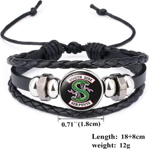 Riverdale Bracelet Southside Serpents Funny Cartoon Mens Jewelry Cosplay Leather Multilayer Props Gfit Cosplay Halloween