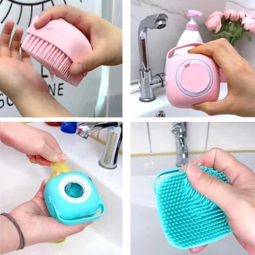 Bath Brush With Hook Soft Silicone Baby Showers Cleaning Non-toxic Back Dirt Mud Scrub Showers Bubble Massage Brushes Remov B2J4