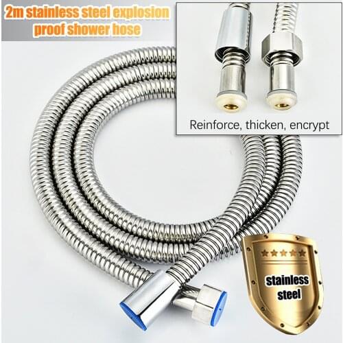 Shower Hose 2M Extra Long Chrome Handheld Shower Head Hose Brass Kitchen Batnroom Stainless Steel Hosepipe Soft Flexible Pipe