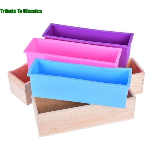 Silicone Soap Mold Rectangular Wooden Box with Flexible Liner for DIY Handmade Loaf Mould Soap Mold