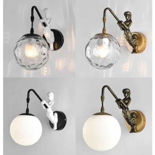 Nordic Light Luxury Creative Bedroom Bedside Wall Lamp Modern Minimalist Double-Headed Living Room Background Mermaid Wall Lamp