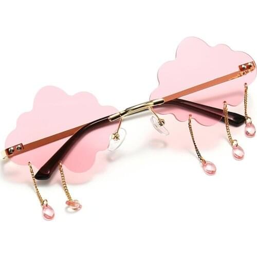 2021 Vintage Clouds Tassel Steampunk Sunglasses Fashion Rimless Driving Glasses For Women And Men Frameless Punk Glasses
