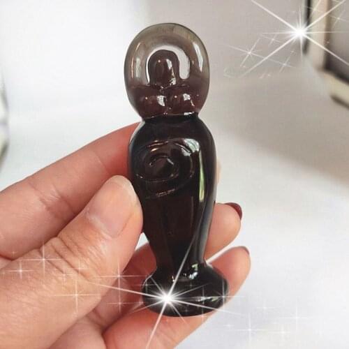 7-9cm Natural Tea crystal Hand Carved Angel Goddess Figurine statue crystal figurines