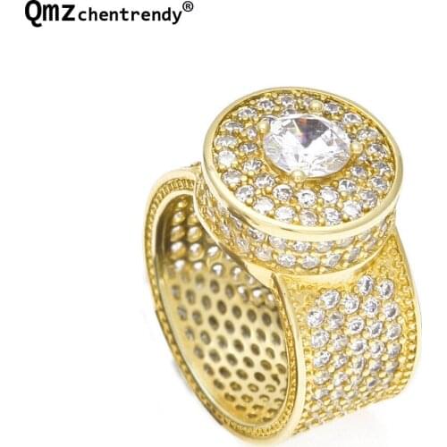 Hip Hop Women Men Bling Iced Out Cz Big Finger Rings Punk Rapper Jewelry Top Quality Stianless Steel Twinkle Cubic Zircon Rings