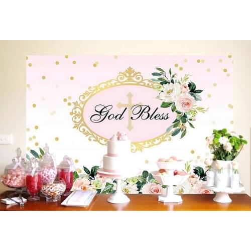 Holy Communion Party Backdrop Christening Catholic Decorations Baptism Banners Dessert Table Photo Background Supplies Wallpaper