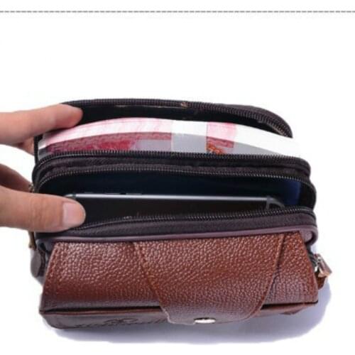 BISI GORO 2021 PU Vintage Waist Pack Multi-function phone coin waist bag vintage unisex the belt outdoor small wallet men women