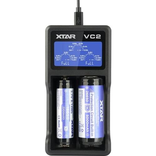 XTAR VC2 charger for 10440/16340/14500/14650/17670/18350/18490/18500/18650/18700/26650/ 22650/ battery