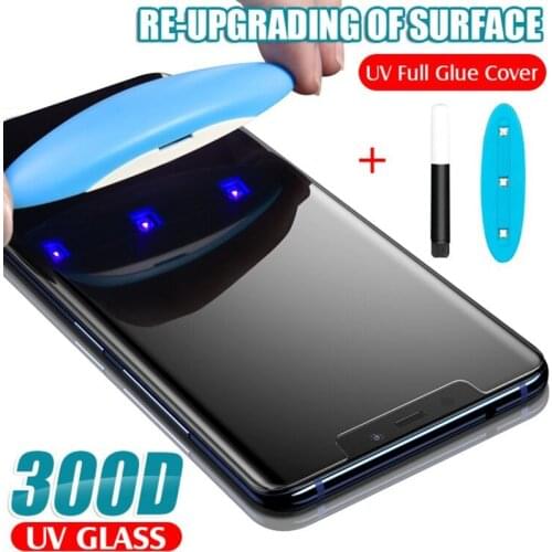 UV 300D Tempered Glass For iPhone 11 Pro Max XS X XR Full Liquid Screen Protector For iPhone SE 2 2020 7 8 6 6S Plus Glass Film