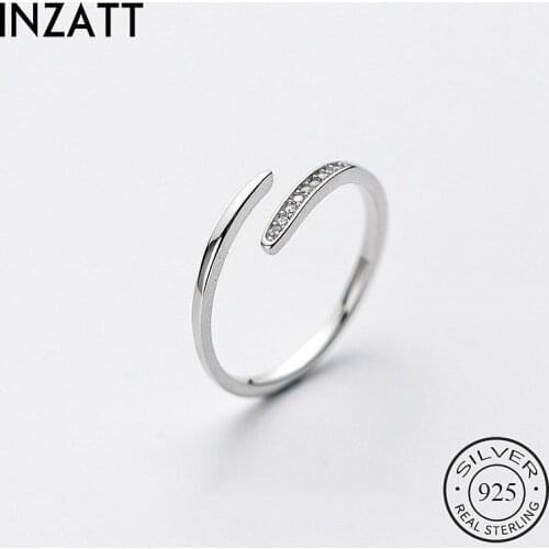INZATT Real 925 Sterling Silver Zircon Adjustable Ring For Fashion Women Party Minimalist Fine Jewelry 2020 Cute Accessories