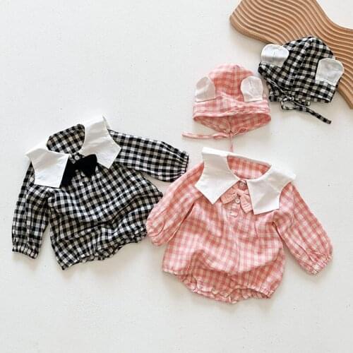 0-3Yrs New 2021 Spring Newborn Infant Baby Boys Girls Grid Rompers Clothing Kids Boy Girl Long Sleeve Rompers Clothes