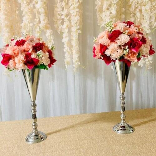 10PCS 14''/16.5'' Floor Vase Metal Flower Vase Table Centerpiece For Mariage Metal Flowers Vases For Wedding Decoration LHP001