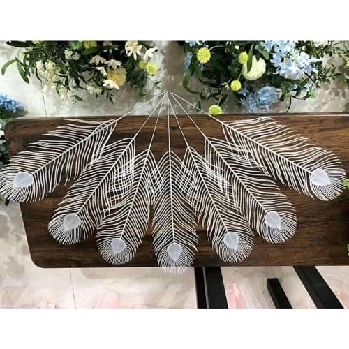 10PC Artificial Plant White Feather Grass for wall Home Wedding Decoration Plastic Fake Flower Leaves DIY Christmas Decoration