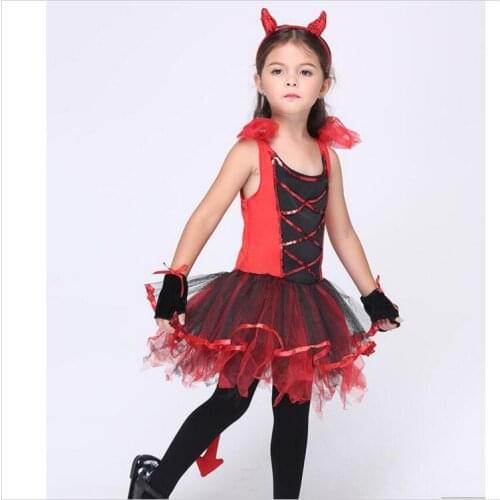 3 Pcs/Set New Halloween Cat Girls Cosplay Costume European American Kids Masquerade Party Carnival Children Performance Clothing