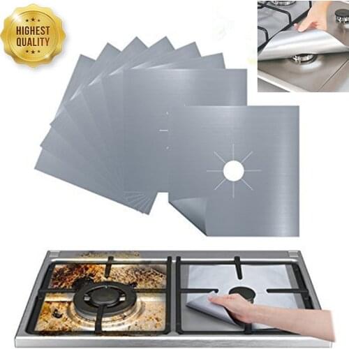 4pcs/set Gas Stove Protector Cooker Cover Liner Clean Mat Pad Kitchen Gas Stove Stovetop Protector Kitchen Accessories