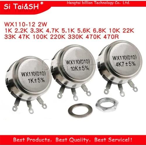 5pcs WX110 (010) 6mm Round Metal Shaft Single Turn Wire resistor Wound Potentiometer 1k 2.2k 3.3k 4.7K 5.6k 6.8k 10k 22k ohm