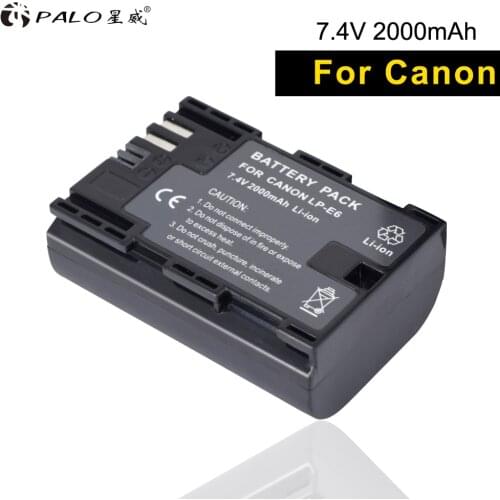 PALO 1PCS 2000mAh LP-E6 digital Camera Battery For Canon EOS 5DS 5D Mark II Mark III 6D 7D 60D 60Da 70D 80D DSLR EOS 5DSR 5DIV
