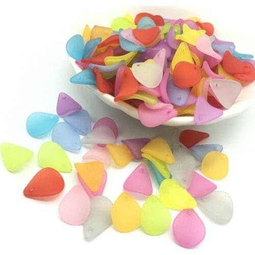 30pc/lot 12 Colors 12*15mm Acrylic Leaf Petals Flower Frosted Acrylic Spacers Beads For Wedding Earrings DIY Makeing Accessories