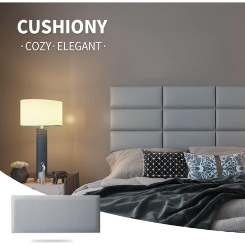 Art3d 6PCS Peel and Stick Headboard for Twin in Grey, Sized 25 x 60cm , 3D Upholstered Wall Panels