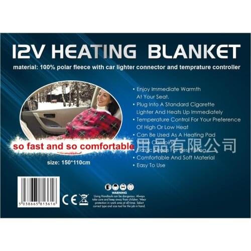 Car Electrical Heating Blanket Travel Rug Throw Polar Fleece Caravan Camper Red Black Plaid Blanket seat heated mat blanket