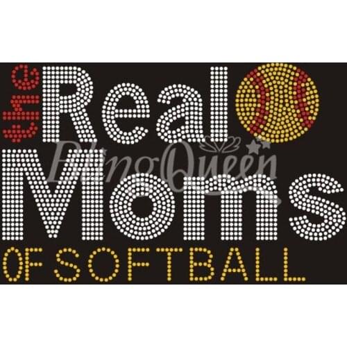 BlingQueen 25PCS/LOT Korean Rhinestone Hot Fix Transfers Softball Design