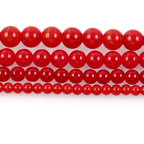 Natural Stone Beads Big Red Burst Flower Stone Round Loose Beads for Jewelry Making Needlework DIY Bracelet Strand 4-12 MM
