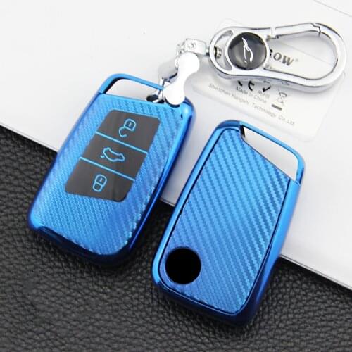 TPU Carbon fiber texture Car Key Cover Case For Volkswagen Golf Tiguan MK2 Magotan Passat B8 CC For Skoda Superb A7 Accessories