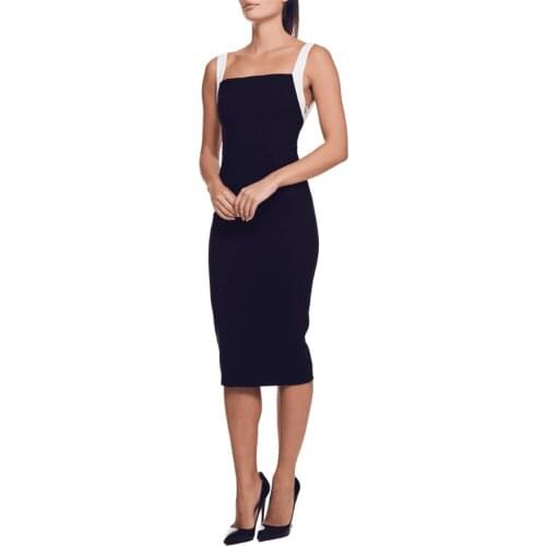 Top Quality Spaghetti Strap Rosette Bodycon Backless Black Womens Bandage Dress Night Party Dress Club