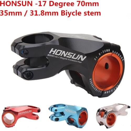 HONSUN Biycle Stem Ultralight 7075 Aluminum alloy MTB Road Moutain Bike Stem -17 Degree 70mm XC 35/31.8mm Racing Bike Parts