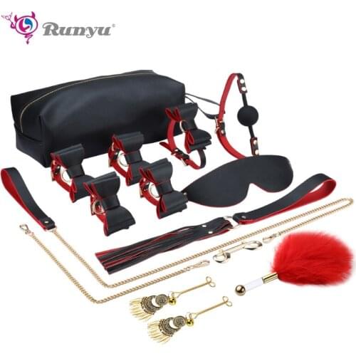 Sex Toys for Women Men Nylon BDSM Sex Bondage Set Sexy Lingerie Handcuffs Whip Rope Anal Plug Vibrator SM Products Adults Games