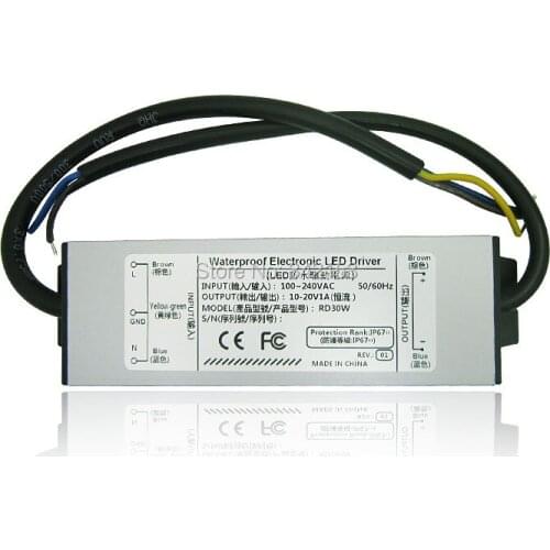 IP67 Waterproof 30W High Power Led Driver Output 10-20V 1A Constant Current Lighting Transformers For Infrared IR 730/850/940NM