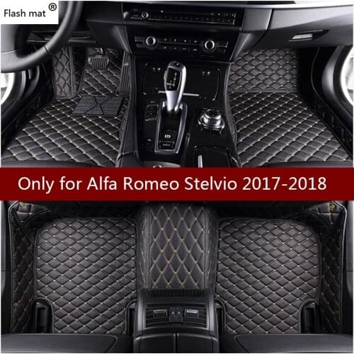 Flash mat leather car floor mats for Alfa Romeo Stelvio 2017 2018 Custom foot Pads automobile carpet car covers