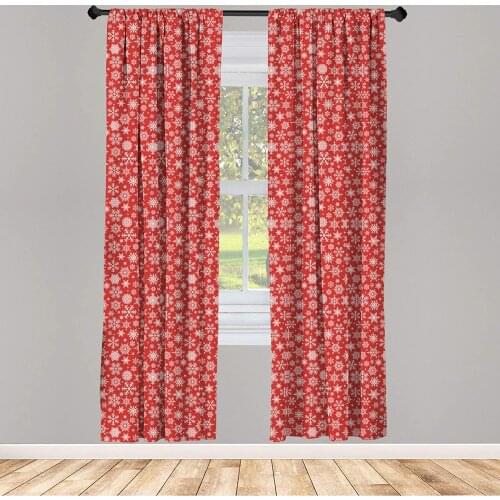 Red Curtains Various Different Snowflakes with Rich Details Christmas Season in Wintertime Window Drapes for Living Room Bedroom
