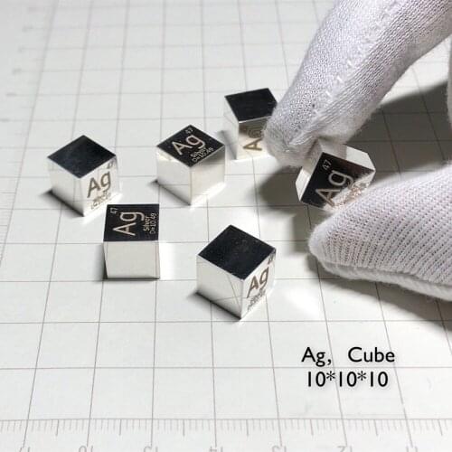 Pure Silver 10mm Cube for Element Collection Ag Density Block 99.99% Hand Made DIY Hobbies Crafts Display Mirror Polished