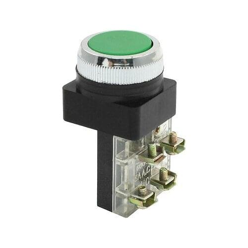 Momentary NO NC 4 Pin Green Flat Pushbutton Push Button Switch AC 250V 6A