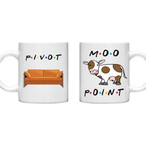 Cute Friends TV Show Pivot Moo Point Coffee Beer Mug Cup Humor Lovely Friends Wine Tea Cups Birthday Christmas Gifts for Friend