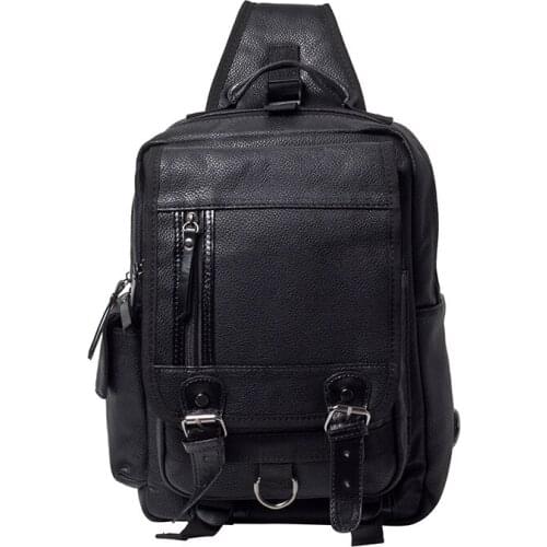 New Men Large Chest Pack Fashion Rucksack Chest Bag Thicken Leather Waterproof Travel Male Crossbody Bags Single Shoulder Bag