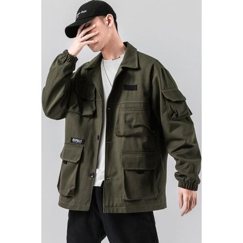 2021 Brand New Spring Men Casual Jacket Coat Mens Washed Pure Cotton Brand-Clothing Army green Bomber Jackets Male Cargo Coats