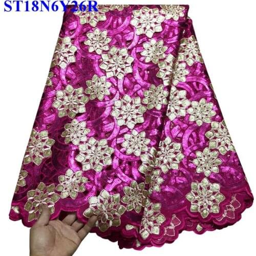 Nigerian organza lace fabrics 2018 Embroidered High quality Double Sequins Mesh organza lace wedding XY14001