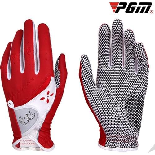 Pgm Golf Gloves Women Pu Non-Slip Left Hand & Right Hand Sports Gloves Wear-Resistant Practical Protection Golf Gloves D0514