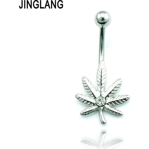 Popular! New Arrival High Quality Fashion Surgical Steel metal Silver Leaf Navel Piercing Rings For Women Body Jewelry