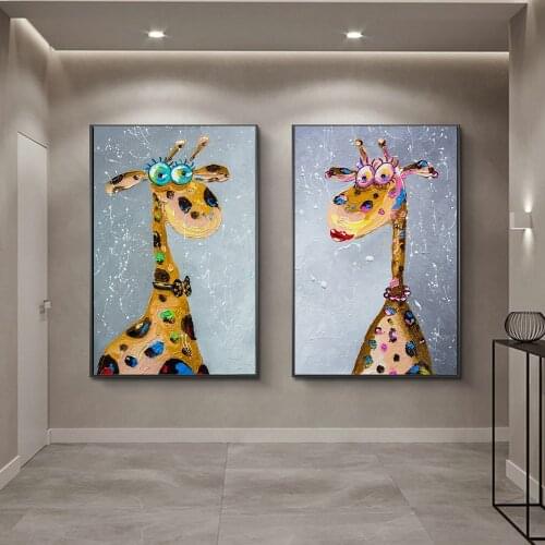 Lovely Graffiti Art Animal Giraffe Canvas Painting Wall Art Posters Prints Wall Picture for Kids Room Home Cuadros Decor