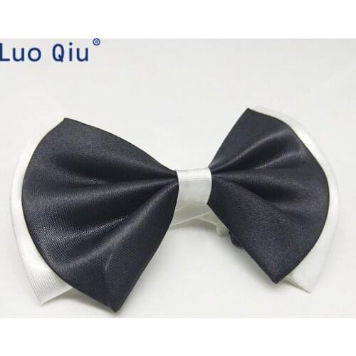 Men and women adjustable butterfly knot black and white solid bow tie and wedding party